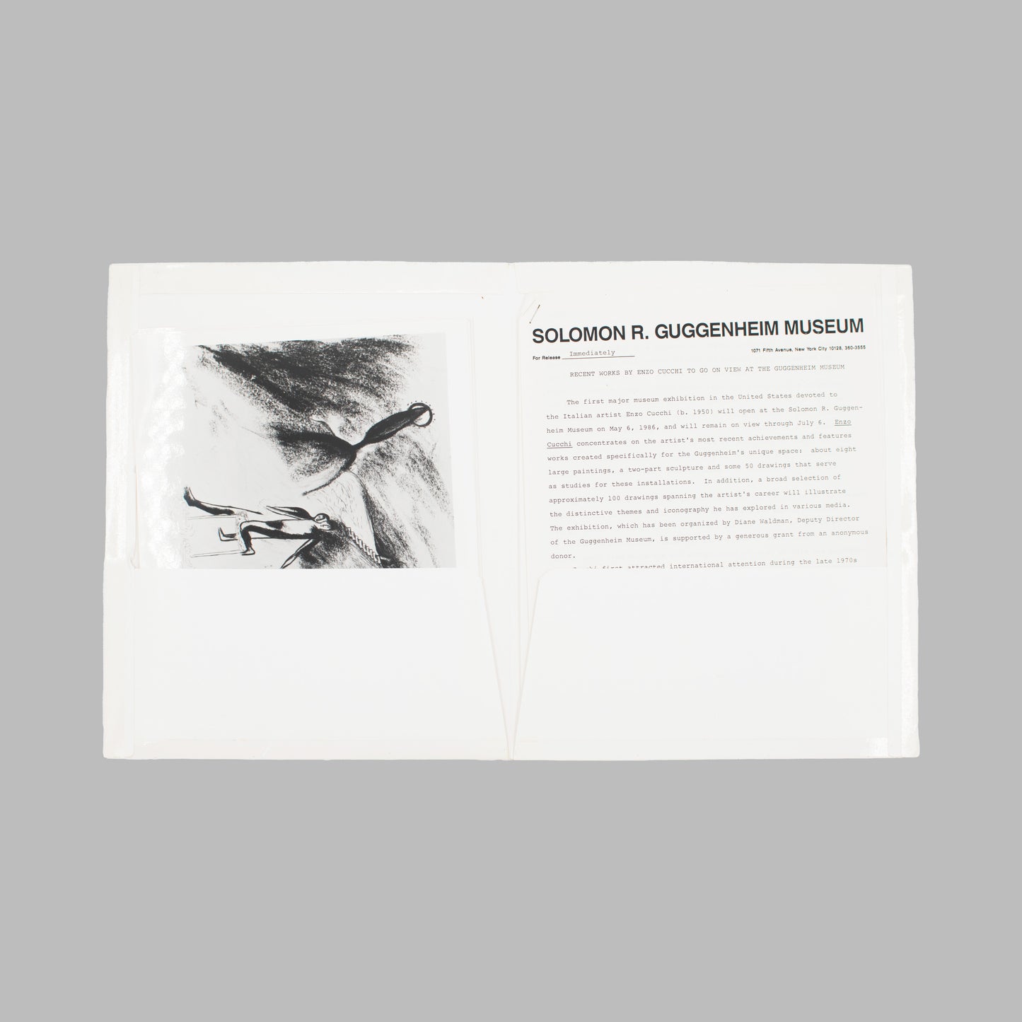 Enzo Cucchi - Guggenheim Press Release & Photographs (1986)
