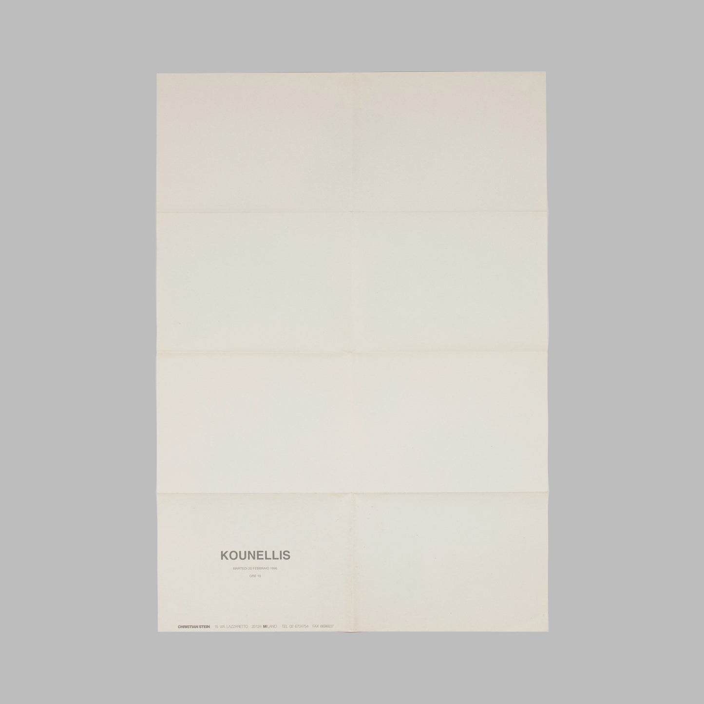 Jannis Kounellis Invito Christian Stein (1996)