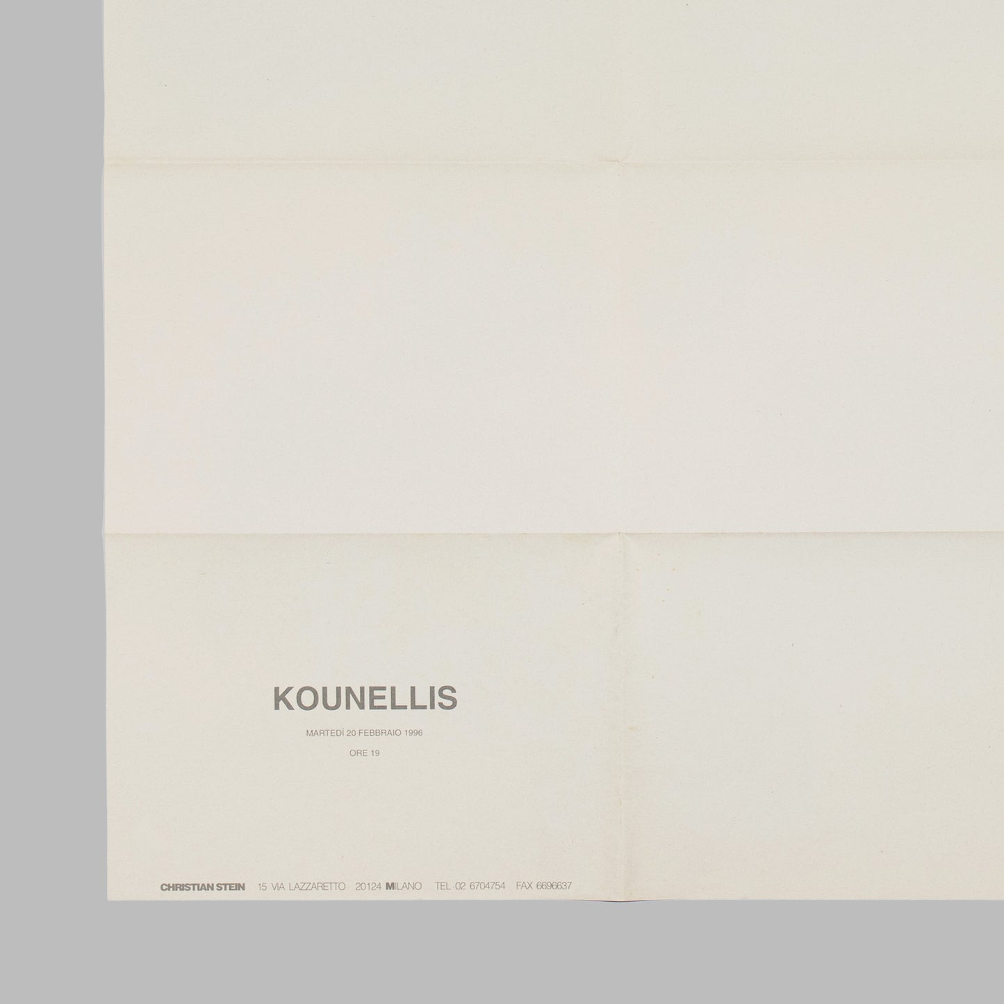 Jannis Kounellis Invito Christian Stein (1996)